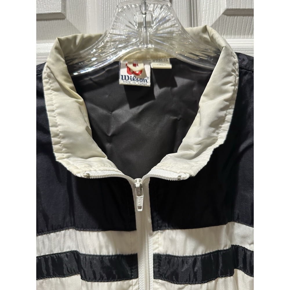 Vtg Wilson‎ Windbreaker Jacket 90s Spell Out Rec White Blue Size XL - Picture 4 of 9